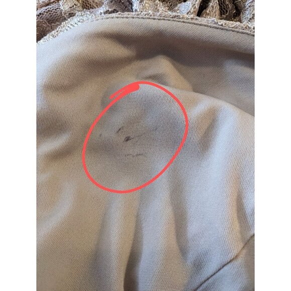 Oleg Cassini Dress Womens Size 16 Glitter Lace Sparkly Champagne Ruched Side - Picture 7 of 9